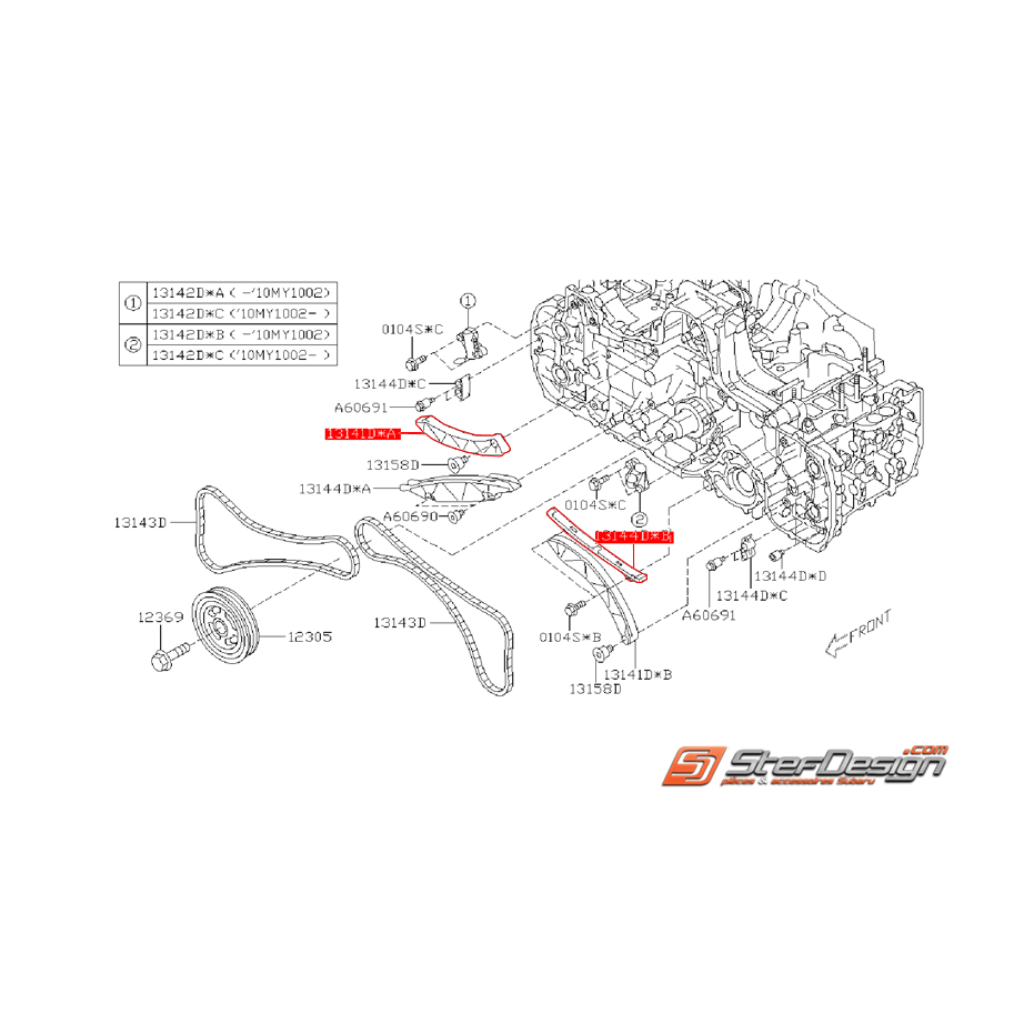 Guide supérieur de chaîne de distribution SUBARU FORESTER 2009 DIESEL