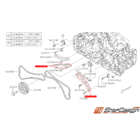 Guide inférieur de chaîne de distribution SUBARU FORESTER 2009 DIESEL