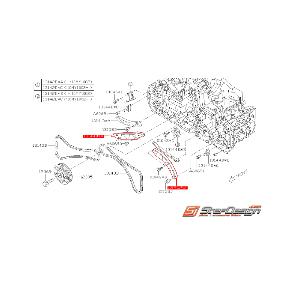 Guide inférieur de chaîne de distribution SUBARU FORESTER 2009 DIESEL