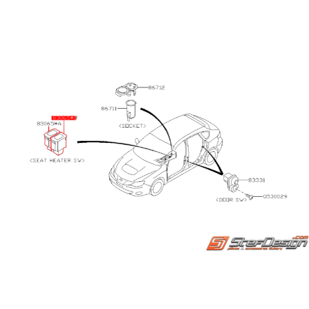 Interrupteur de siège chauffant pour SUBARU WRX 08-11 et Diesel