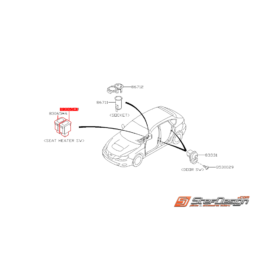 Interrupteur de siège chauffant pour SUBARU WRX 08-11 et Diesel