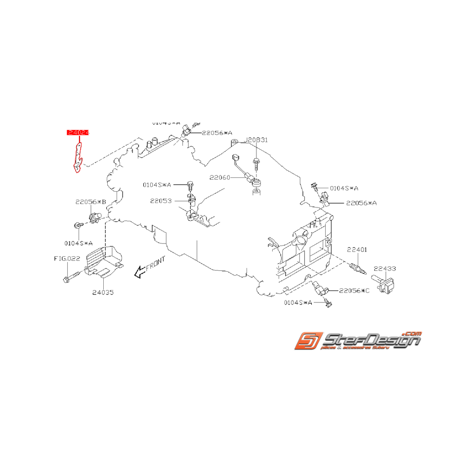 Patte de fixation de faisceau moteur SUBARU WRX 08-09 STI 08-14