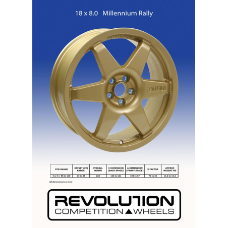 Jante Revolution Wheels Millennium Rally 18 pouces ET 13