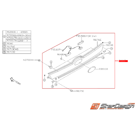 Garniture de hayon extérieur SUBARU STI 2008-2010