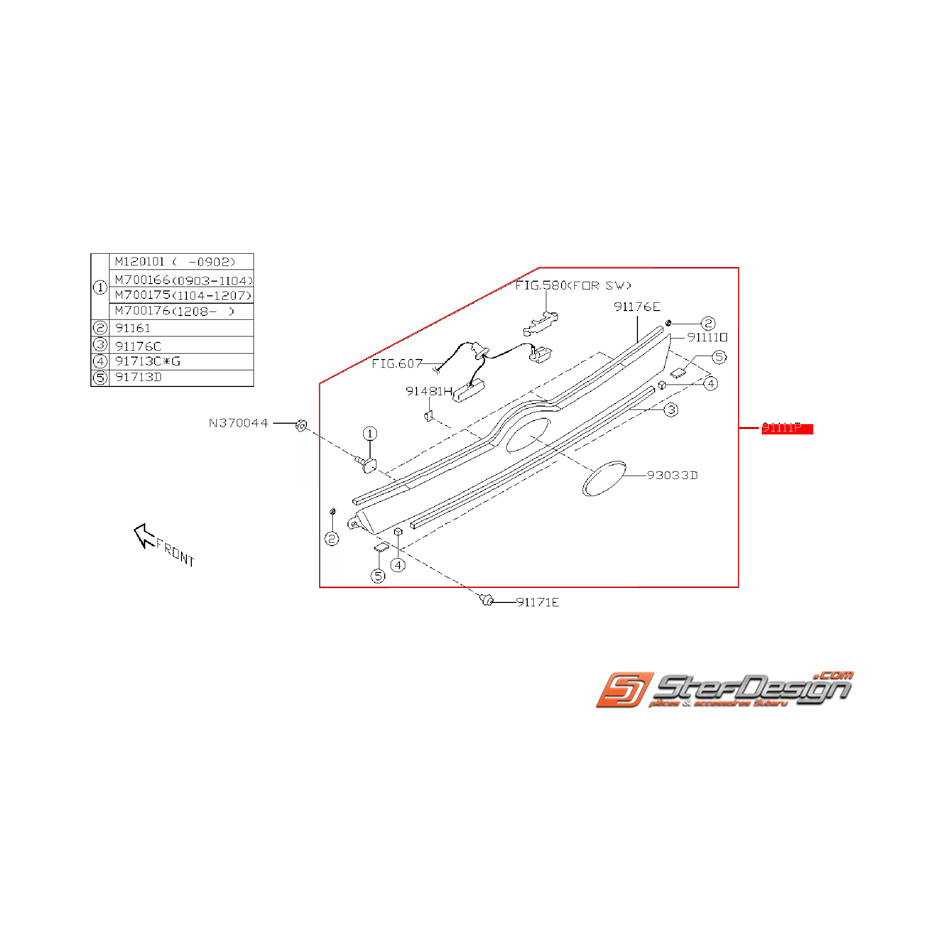 Garniture de hayon extérieur SUBARU STI 2008-2010