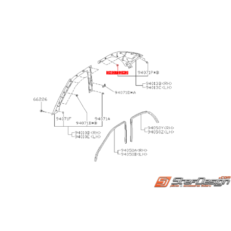 Clips de fixation de garniture intérieur arrière SUBARU GT 93-00