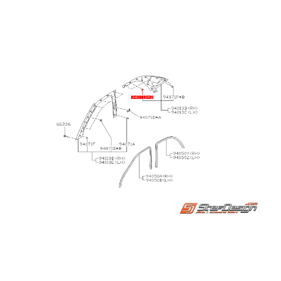 Clips de fixation de garniture intérieur arrière SUBARU GT 93-00