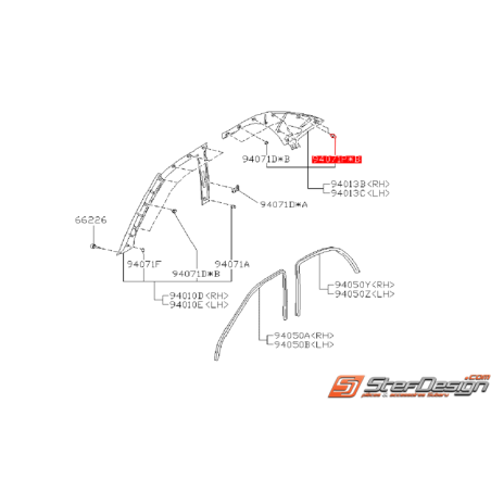 Clips de fixation de garniture de fenêtre arrière SUBARU GT 93-00