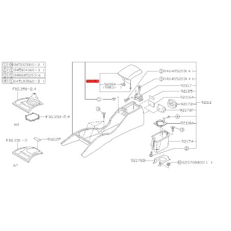 Couvercle de console central origine SUBARU GT 99-00