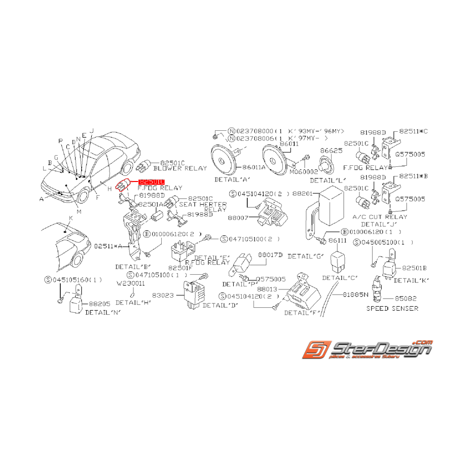 Relais de pompe a essence et de feu anti-brouillard avant origine SUBARU GT 94-00