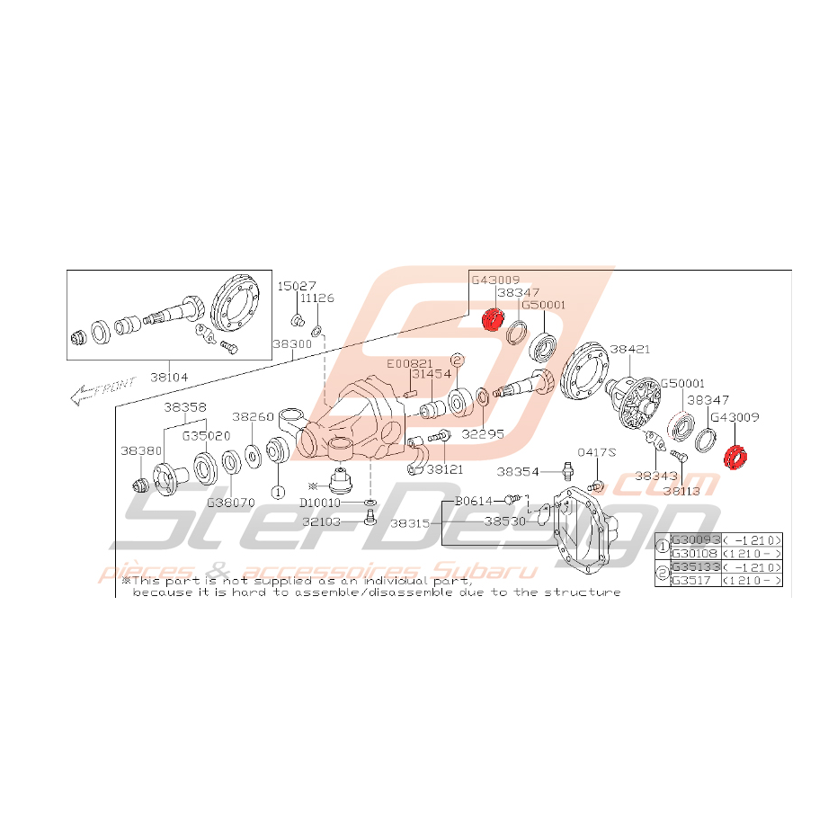 Joint spy de différentiel arrière subaru BRZ/toyota 2013-2019