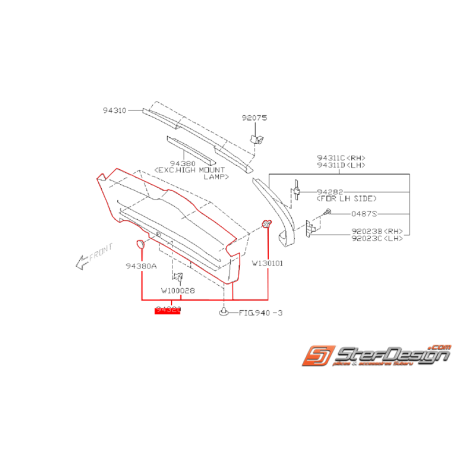 Garniture centrale de hayon origine SUBARU FORESTER 2.5L 2004