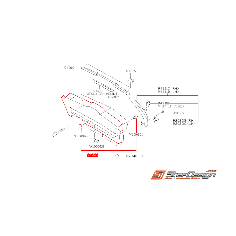 Garniture centrale de hayon origine SUBARU FORESTER 2.5L 2004