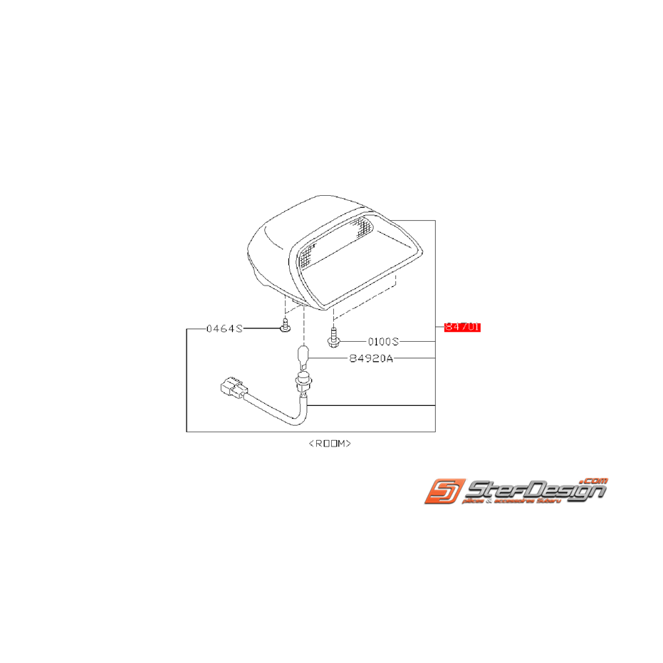 Troisième feu stop noir origine SUBARU STI 11-14