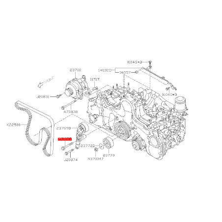 Vis de fixation supérieur de galet tendeur d’alternateur SUBARU 2008 DIESEL 