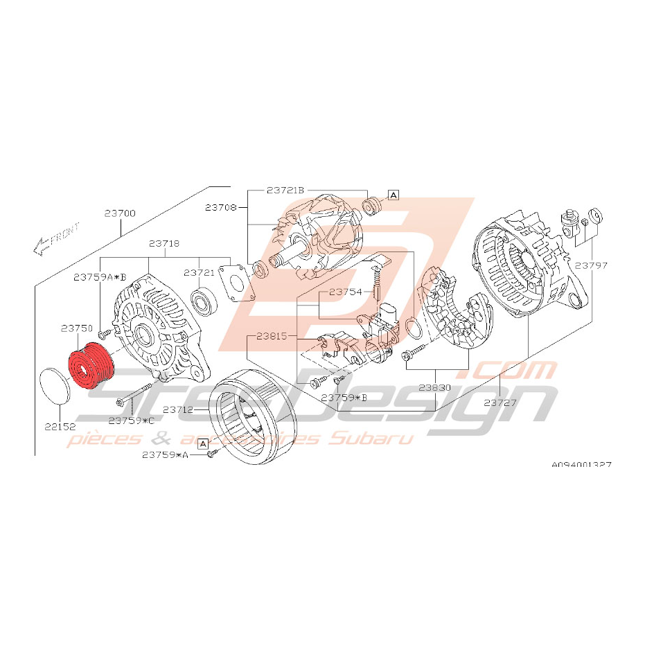 Poulie d'alternateur subaru XV 2012