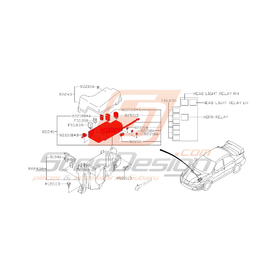 Boite à fusibles pour impreza WRX/STI 2006-2007 