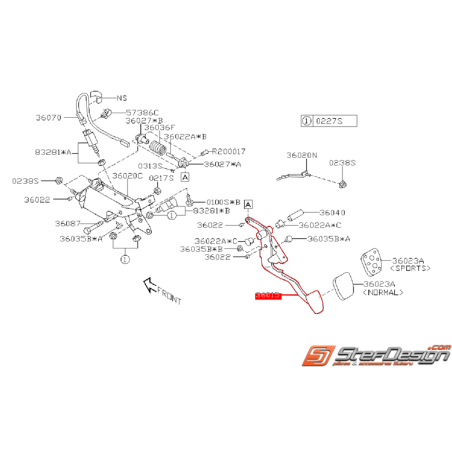 Pédale d'embrayage (RHD) conduite a droite SUBARU WRX 08-11