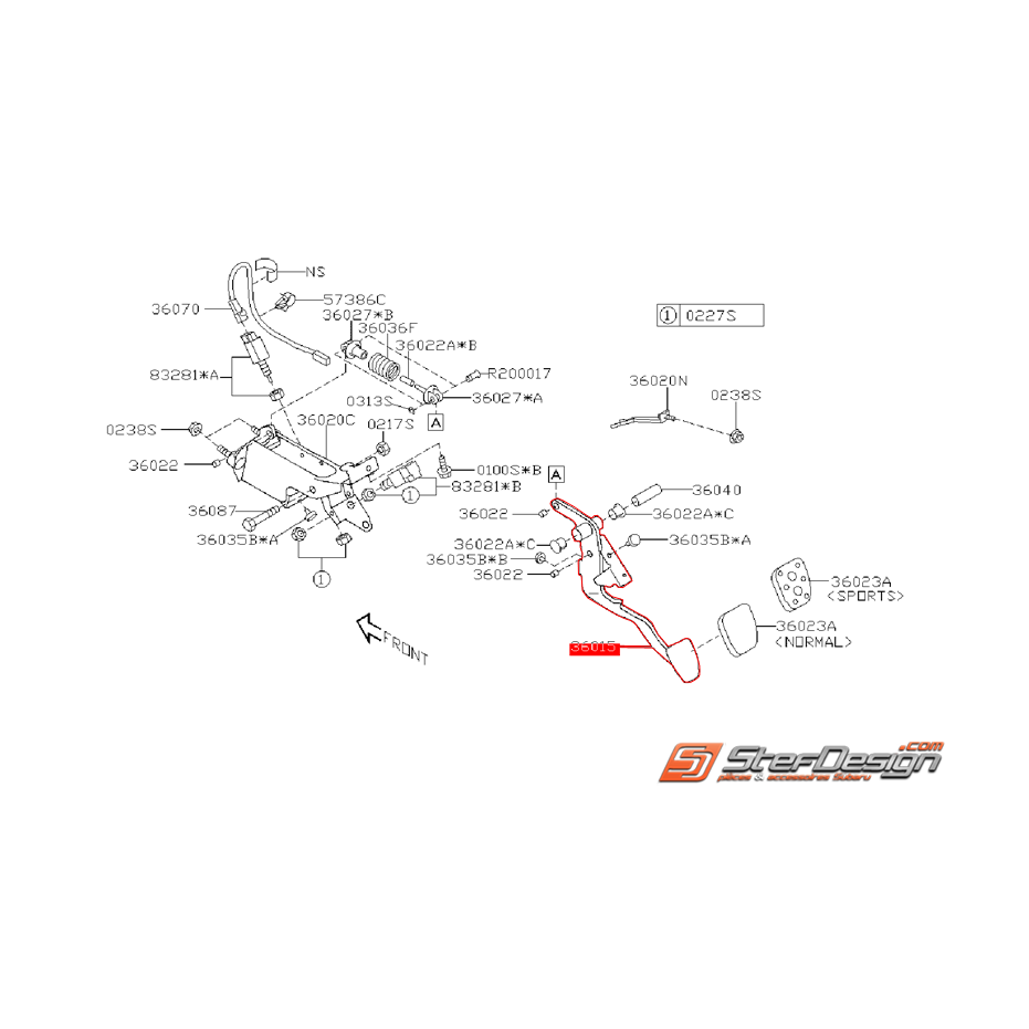 Pédale d'embrayage (RHD) conduite a droite SUBARU WRX 08-11
