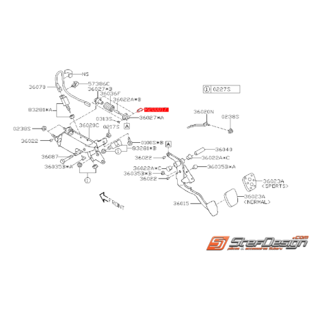 Goupille de pédale d'embrayage SUBARU WRX/STI 08-14