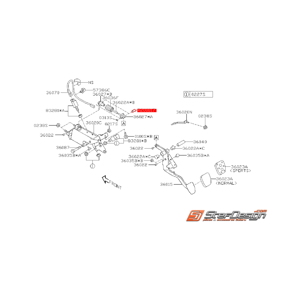 Goupille de pédale d'embrayage SUBARU WRX/STI 08-14