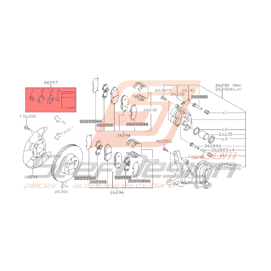Kit réparation d'étriers avant subaru Legacy 3l-D 2004