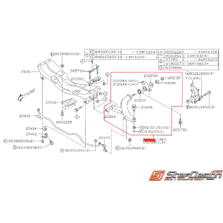 Triangle origine SUBARU FORESTER 2003