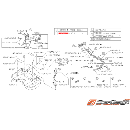 Écrou de fixation de puits de jauge SUBARU GT 99-00 WRX/STI 01-07