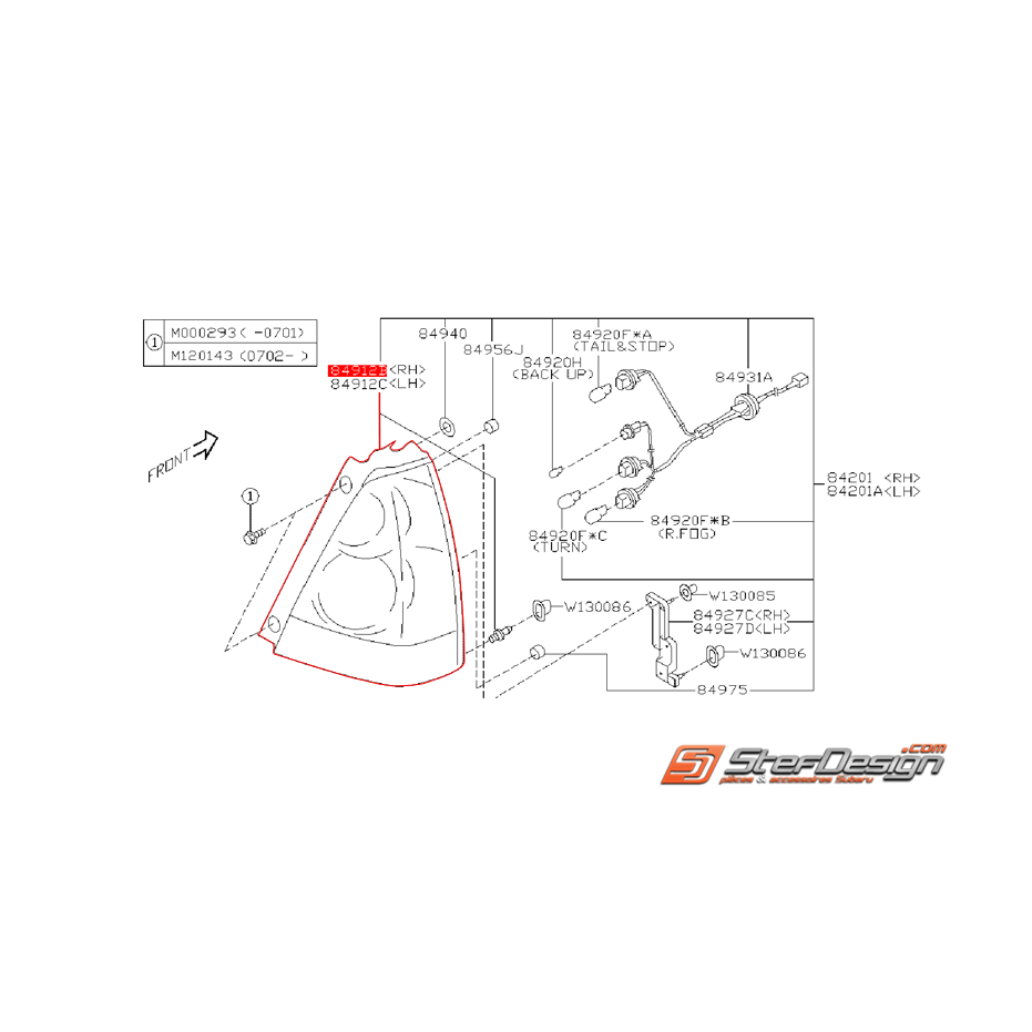 Optique arrière origine SUBARU FORESTER SG 2005