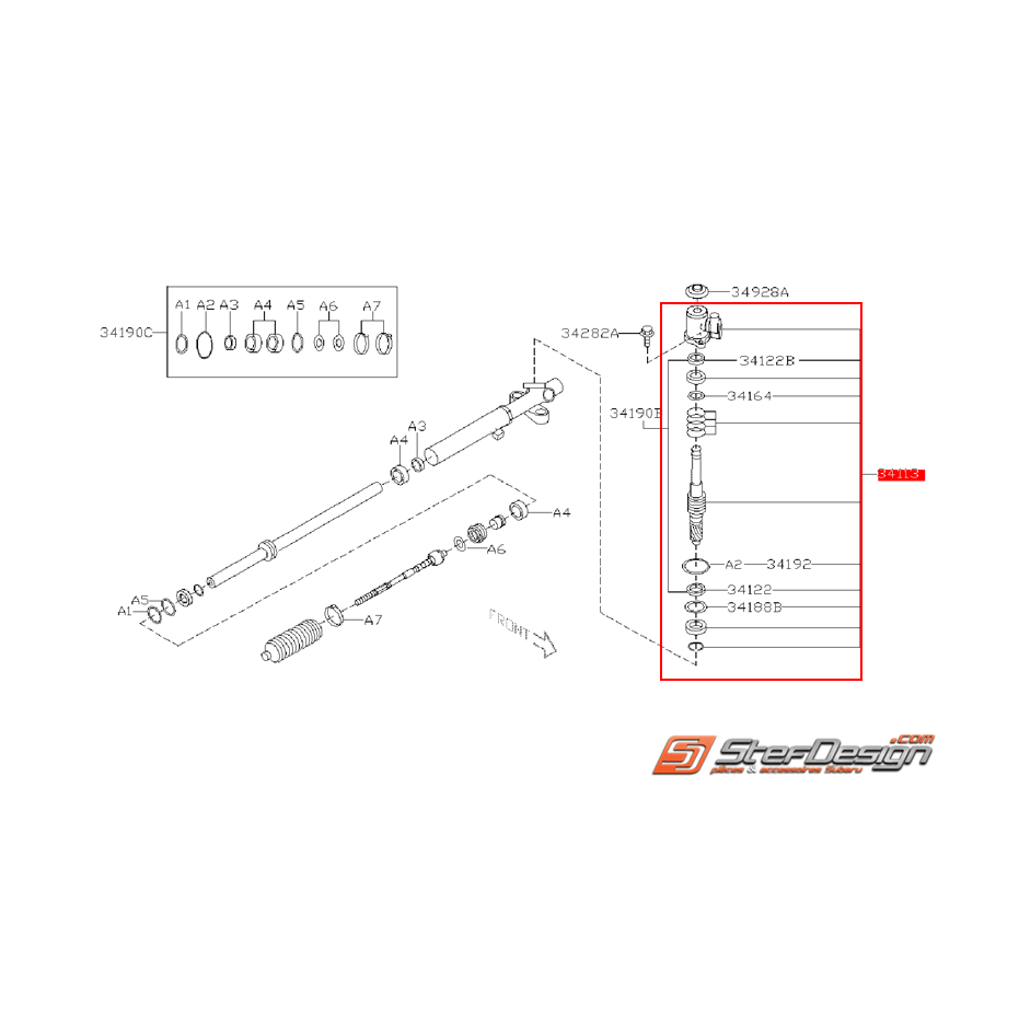 Boitier de crémaillère origine SUBARU IMPREZA 2.0R 2008