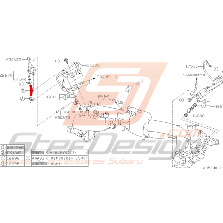 Durite essence pour subaru impreza WRX 2001-2002