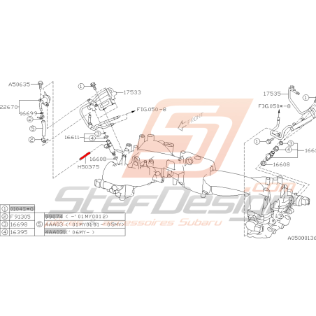 Durite sur pieuvre pour subaru impreza WRX 2001-2002