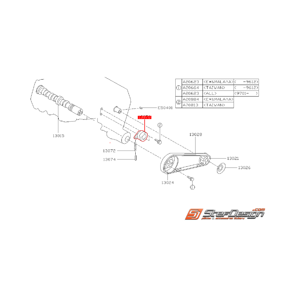Galet tendeur origine SUBARU VANILLE 1997 (E12)