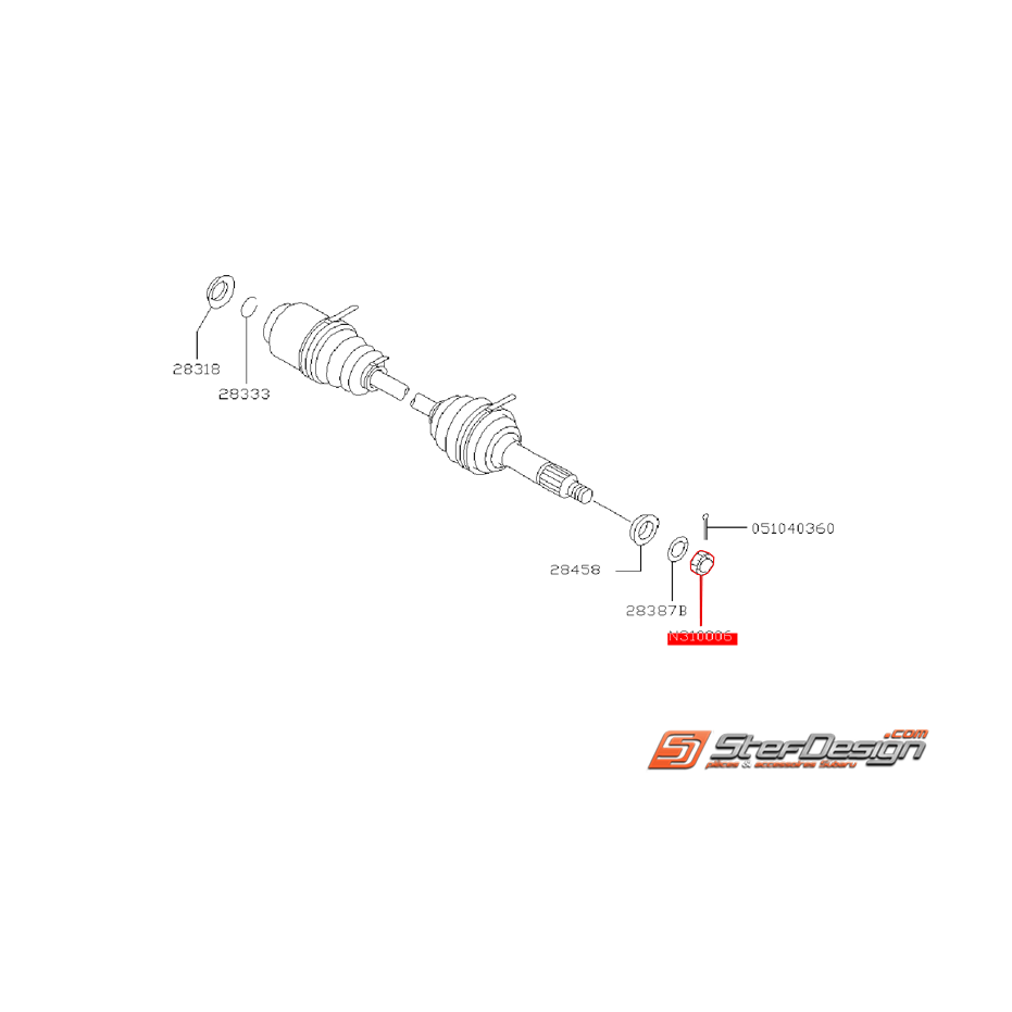 Écrou cannelé de cardan arrière SUBARU VANILLE 1997 (E12)