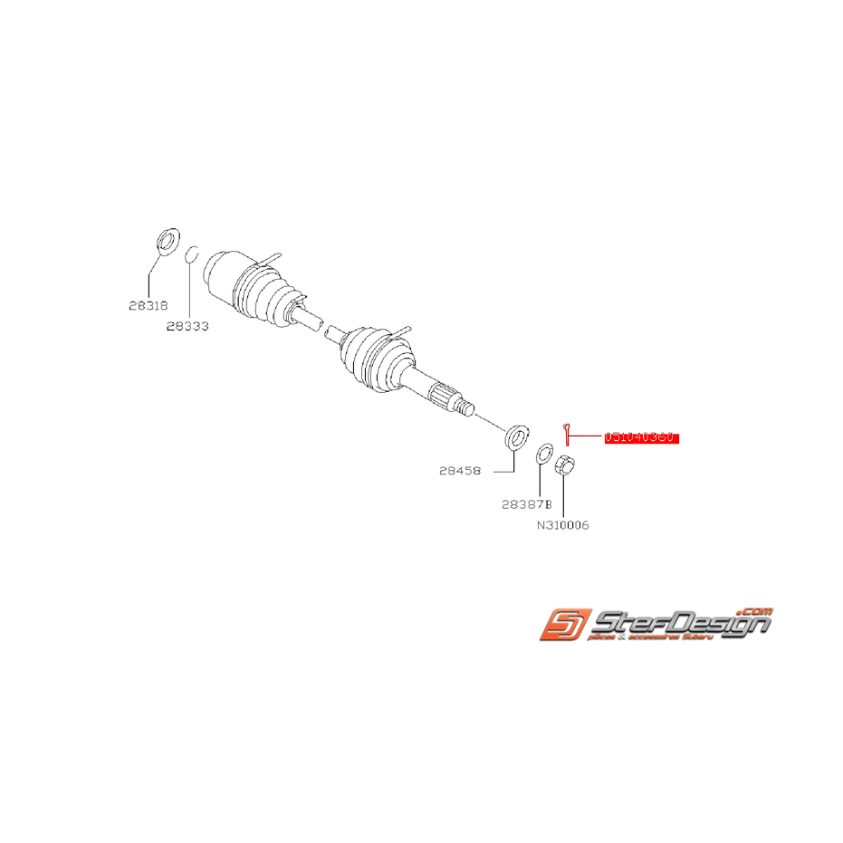 Goupille d'écrou de cardan arrière SUBARU VANILLE 1997 (E12)