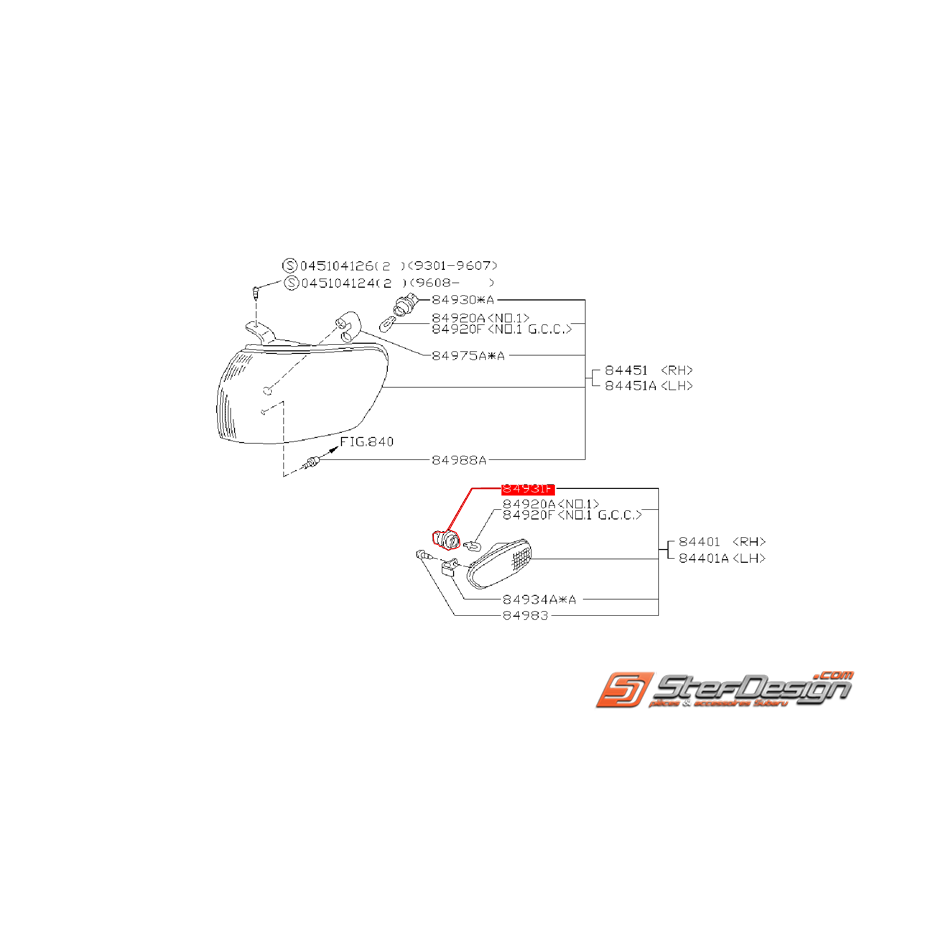 Douille de clignotant latéral SUBARU GT 93-00
