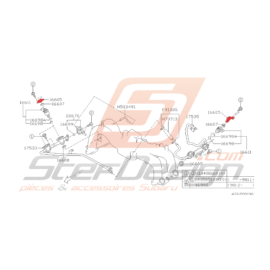 Couvercle fixation injecteur impreza GT 1999-2000 Couvercle fixation injecteur impreza GT 1999-2000