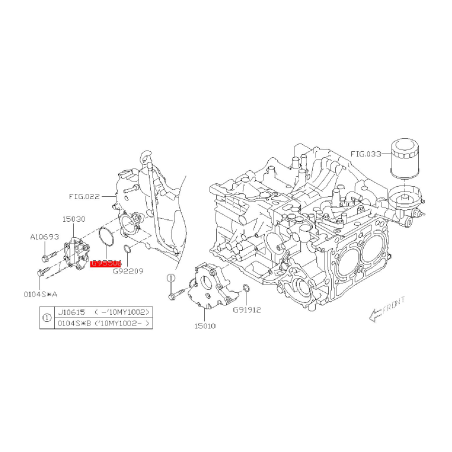 Joint de pompe de balayage origine SUBARU IMPREZA 2008 Diesel