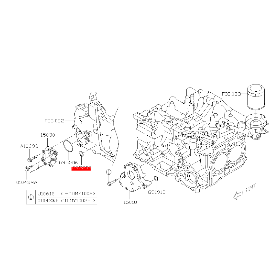 Joint torique de pompe de balayage SUBARU IMPREZA 2008 Diesel