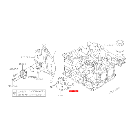 Joint de torique de pompe a huile SUBARU IMPREZA 2008 Diesel