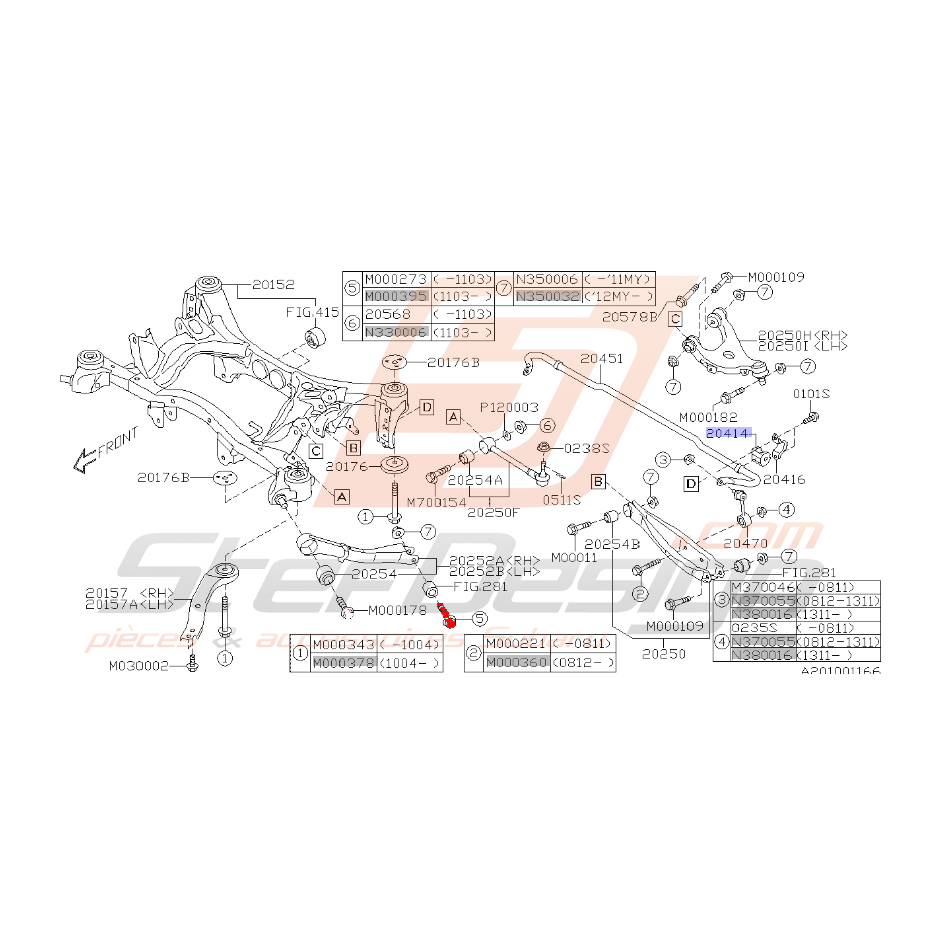 Vis de tirant longitudinal STI 2008 à mars 2011 Vis de tirant longitudinal STI 2008 à mars 2011