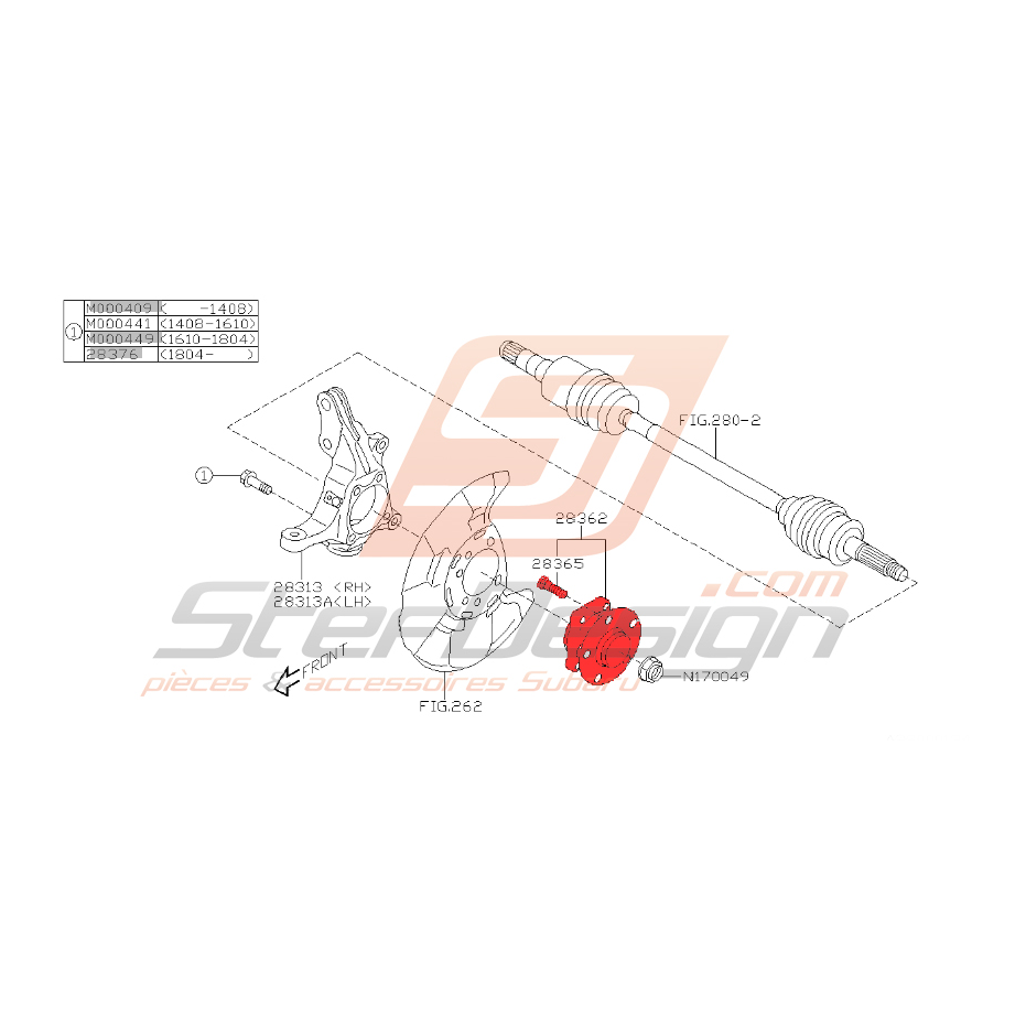 Moyeu avant de Forester SJ 2014