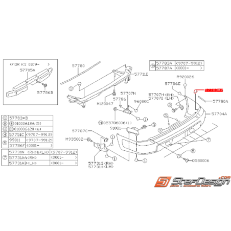 Clip de fixation de pare choc arrière SUBARU FORESTER SF 2001