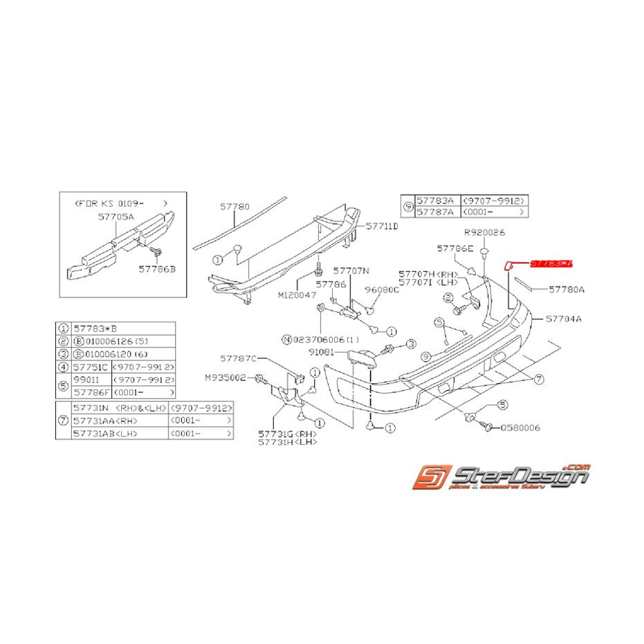 Clip de fixation de pare choc arrière SUBARU FORESTER SF 2001