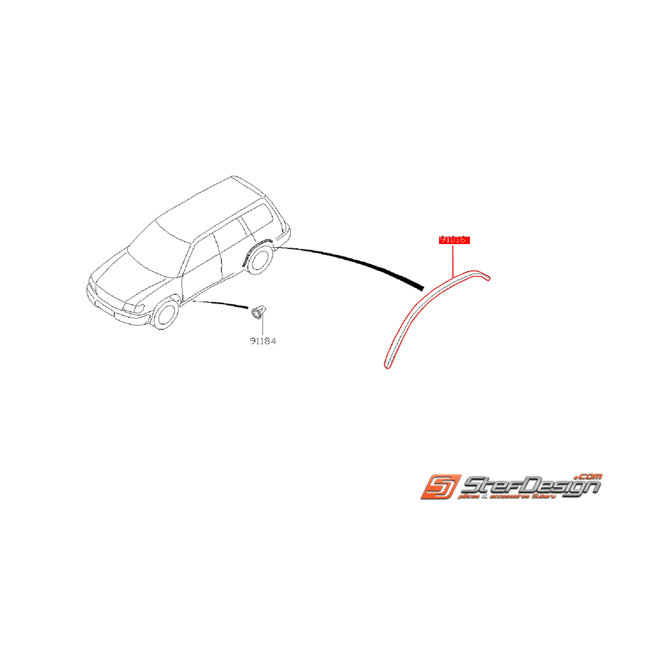 Protection caoutchouc d'aile arrière SUBARU FORESTER SF 2001