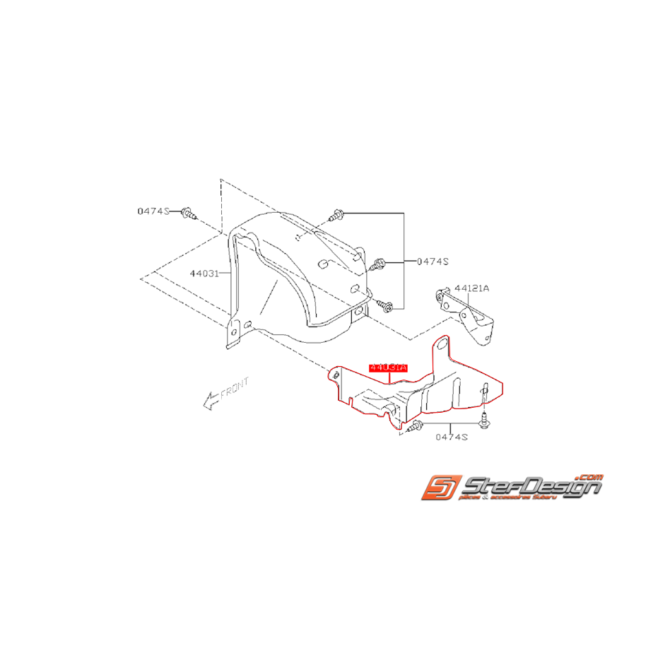 Support de fixation de tôle pare chaleur SUBARU GT 97-00 WRX/STI 01-07