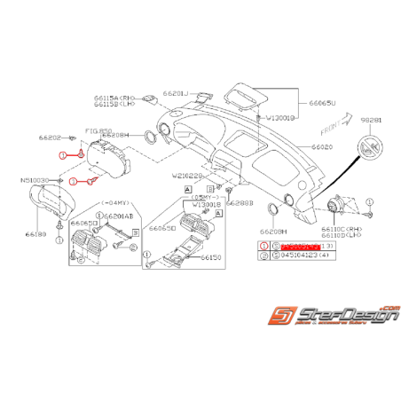 Vis de fixation de compteur de vitesse SUBARU WRX/STI 01-07