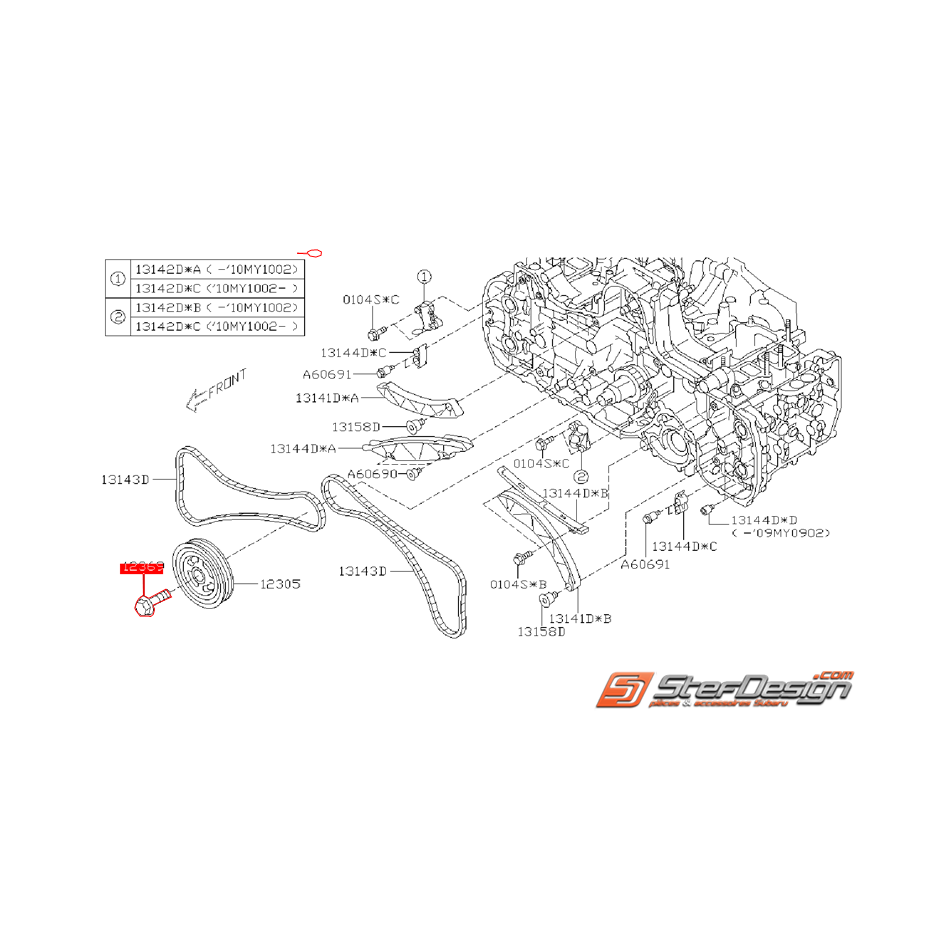 Vis de poulie de vilebrequin origine SUBARU IMPREZA 2008 Diesel