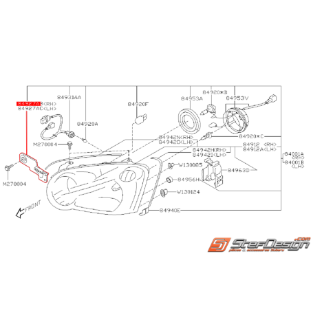 Support de fixation de phare avant origine SUBARU WRX/STI 03-05