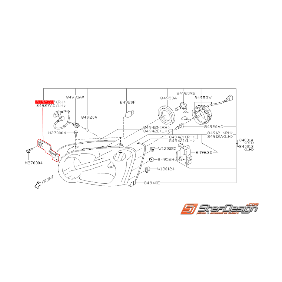 Support de fixation de phare avant origine SUBARU WRX/STI 03-05